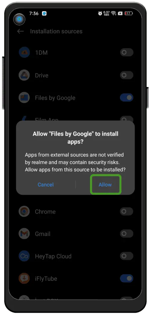 অজানা উৎস সক্রিয় করুন
